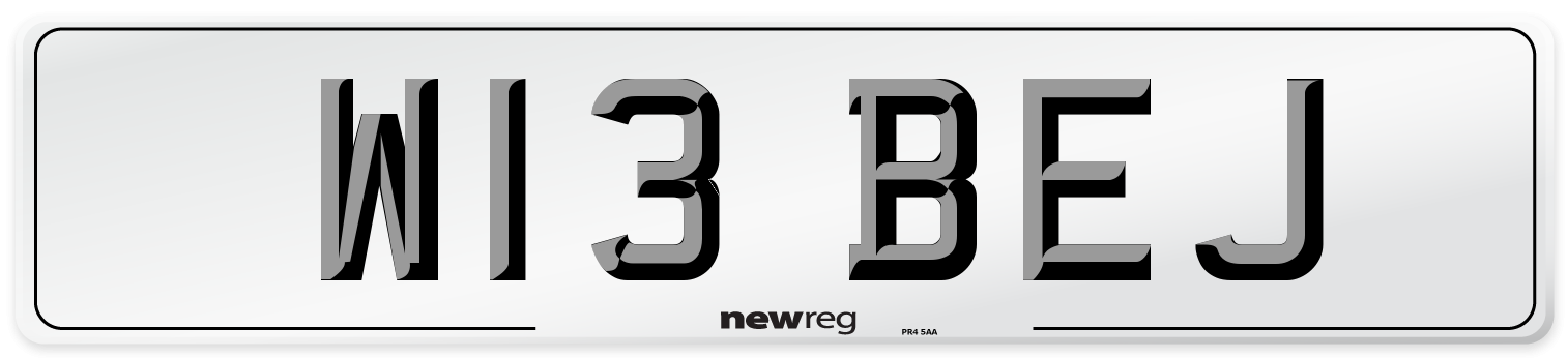 W13 BEJ Number Plate from New Reg